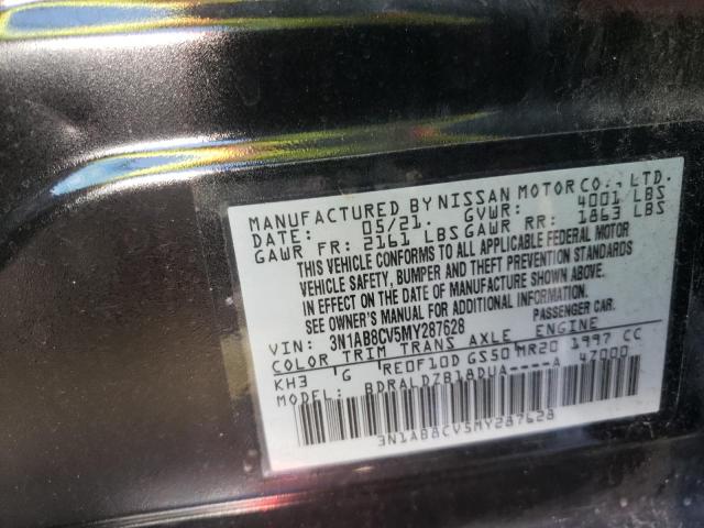 3N1AB8CV5MY287628 - 2021 NISSAN SENTRA SV BLACK photo 12