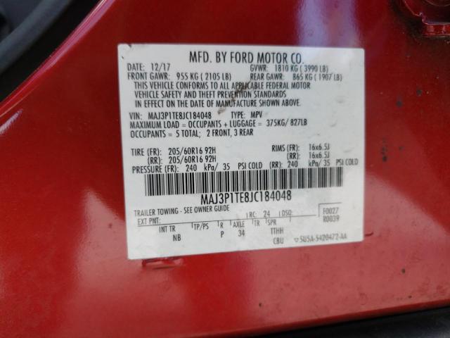 MAJ3P1TE8JC184048 - 2018 FORD ECOSPORT SE BURGUNDY photo 13