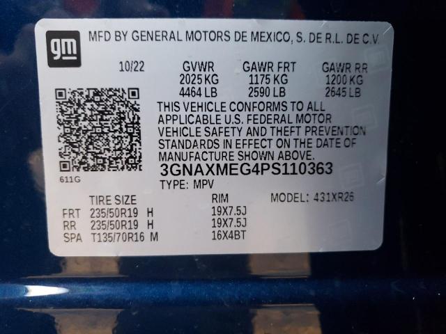 3GNAXMEG4PS110363 - 2023 CHEVROLET EQUINOX RS BLUE photo 14