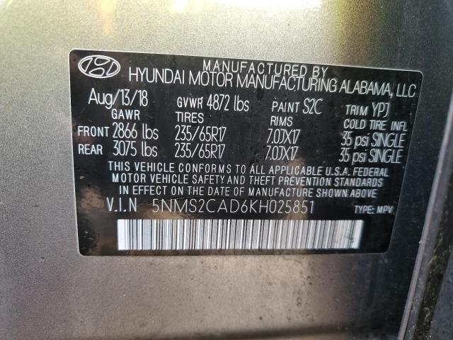 5NMS2CAD6KH025851 - 2019 HYUNDAI SANTA FE SE GRAY photo 13