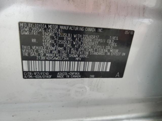 2T3BF4DV5AW057344 - 2010 TOYOTA RAV4 SILVER photo 13