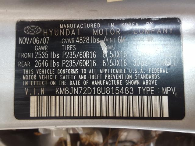 KM8JN72D18U815483 - 2008 HYUNDAI TUCSON SE  photo 10