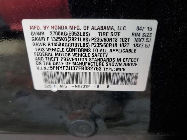 5FNYF3H37FB032763 - 2015 HONDA PILOT SE BLACK photo 13