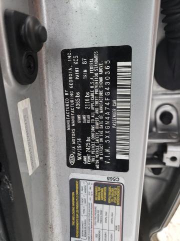 5XXGN4A74FG430365 - 2015 KIA OPTIMA EX SILVER photo 12