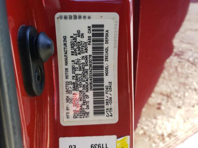 1NXBU4EEXAZ363078 - 2010 TOYOTA COROLLA BASE RED photo 12