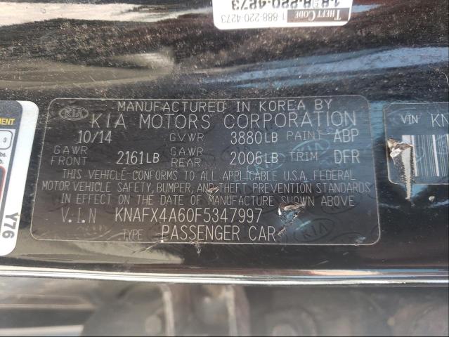 KNAFX4A60F5347997 - 2015 KIA FORTE LX BLACK photo 10