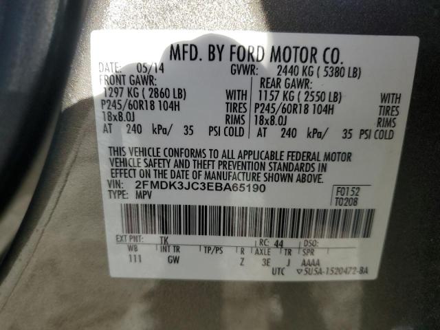 2FMDK3JC3EBA65190 - 2014 FORD EDGE SEL TAN photo 14