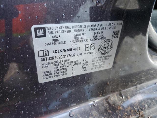 3GTU2NEC9GG147466 - 2016 GMC SIERRA K1500 SLT GRAY photo 12