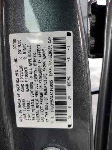 1HGCP26348A163005 - 2008 HONDA ACCORD LX GRAY photo 12