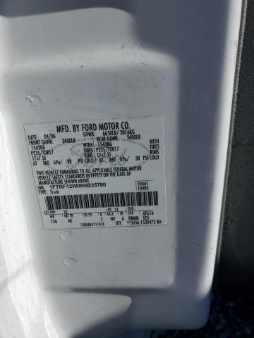 1FTRF12W06NB35780 - 2006 FORD F150 WHITE photo 12