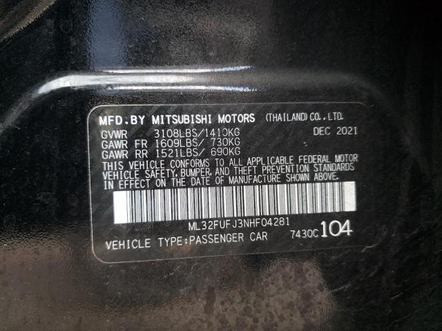 ML32FUFJ3NHF04281 - 2022 MITSUBISHI MIRAGE G4 ES შავი ფოტო 13