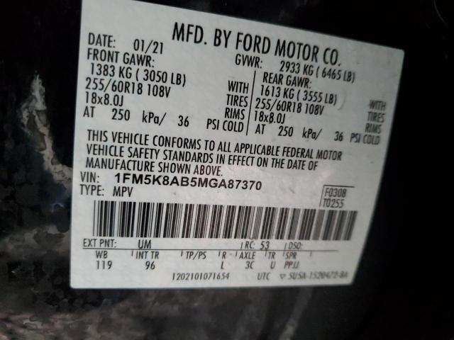 1FM5K8AB5MGA87370 - 2021 FORD EXPLORER POLICE INTERCEPTOR BLACK photo 14