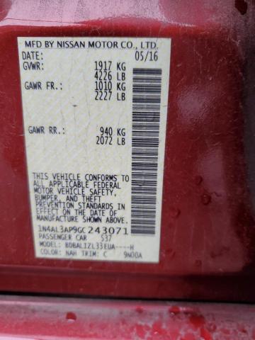 1N4AL3AP9GC243071 - 2016 NISSAN ALTIMA 2.5 RED photo 12