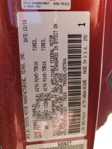 5TFRX5GN3KX141267 - 2019 TOYOTA TACOMA ACCESS CAB RED photo 12