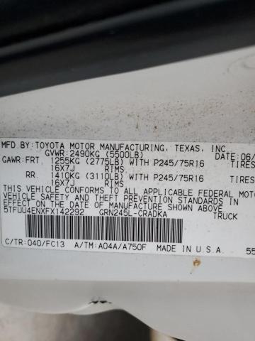 5TFUU4ENXFX142292 - 2015 TOYOTA TACOMA ACCESS CAB Ақ фото 12