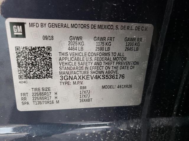 3GNAXKEV4KS536176 - 2019 CHEVROLET EQUINOX LT BLUE photo 14