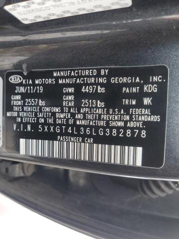 5XXGT4L36LG382878 - 2020 KIA OPTIMA LX GRAY photo 12