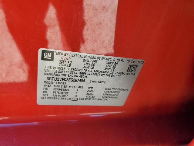 3GTU2VEC2EG287484 - 2014 GMC SIERRA K1500 SLT RED photo 12