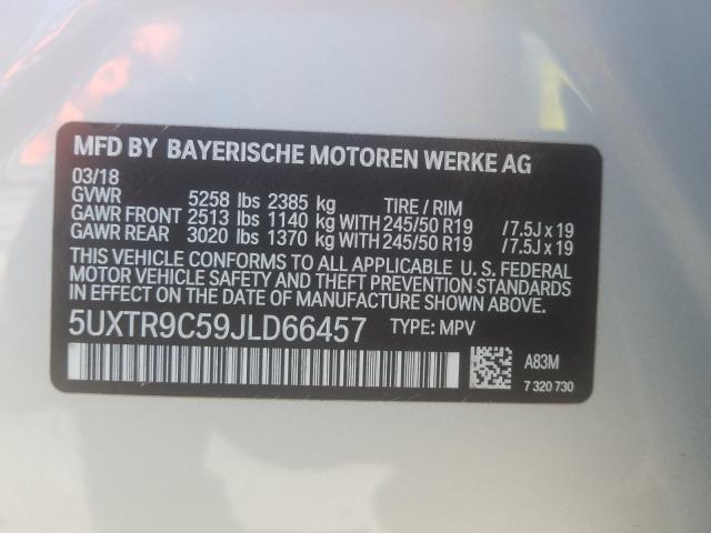 5UXTR9C59JLD66457 - 2018 BMW X3 XDRIVE30I  photo 10