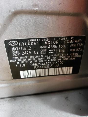 KMHEC4A45CA035990 - 2012 HYUNDAI SONATA HYBRID GRAY photo 12