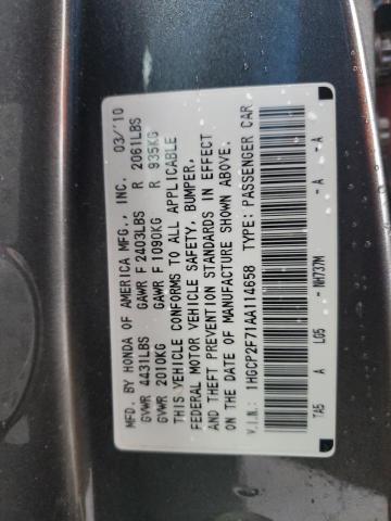 1HGCP2F71AA114658 - 2010 HONDA ACCORD EX GRAY photo 12