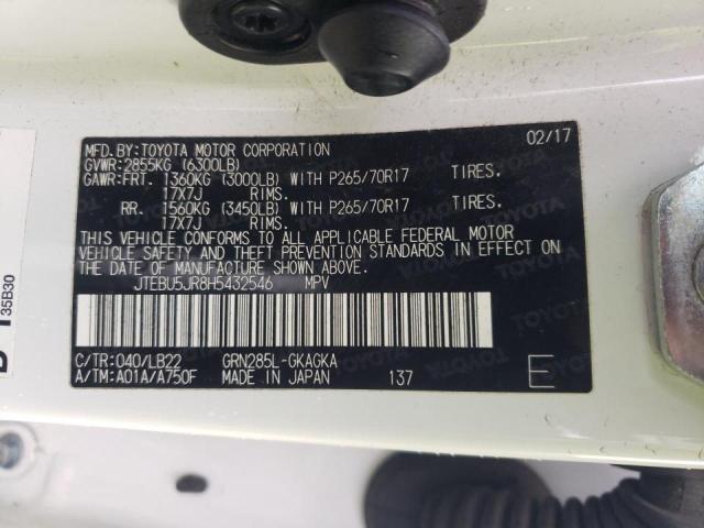 JTEBU5JR8H5432546 - 2017 TOYOTA 4RUNNER SR5/SR5 PREMIUM 白色 照片 12