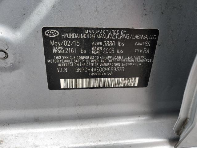 5NPDH4AE0GH689370 - 2016 HYUNDAI ELANTRA SE SILVER photo 12