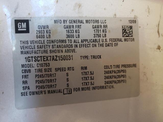 1GTSCTEX7AZ150031 - 2010 GMC SIERRA C1500 SILVER photo 12