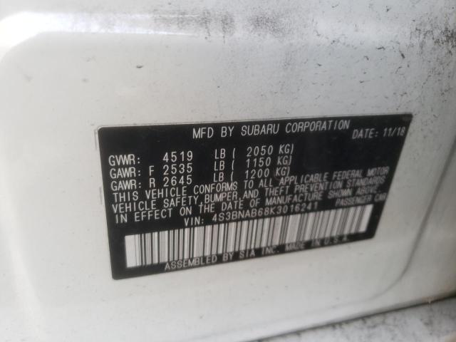 4S3BNAB68K3016241 - 2019 SUBARU LEGACY 2.5I WHITE photo 12