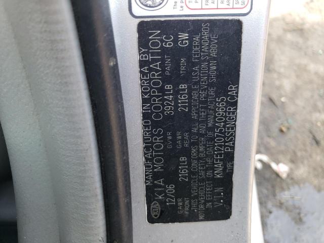 KNAFE121075409665 - 2007 KIA SPECTRA EX SILVER photo 12