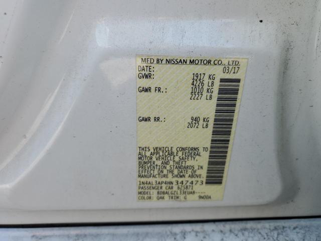 1N4AL3AP4HN347473 - 2017 NISSAN ALTIMA 2.5 WHITE photo 13