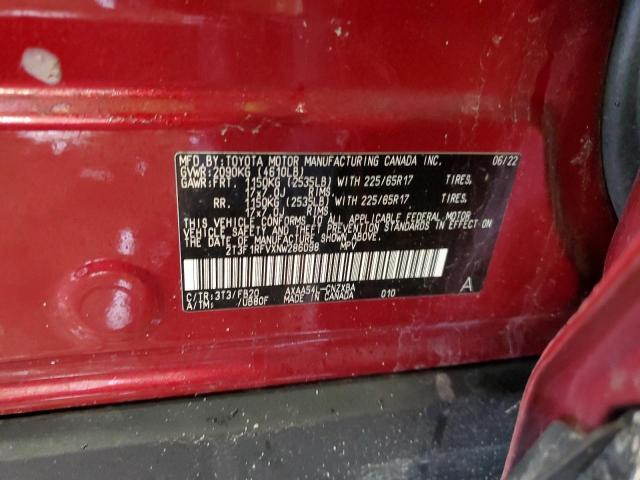 2T3F1RFVXNW286098 - 2022 TOYOTA RAV4 LE RED photo 12