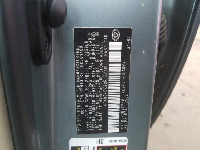 4T4BE46K49R132180 - 2009 TOYOTA CAMRY BASE  photo 10