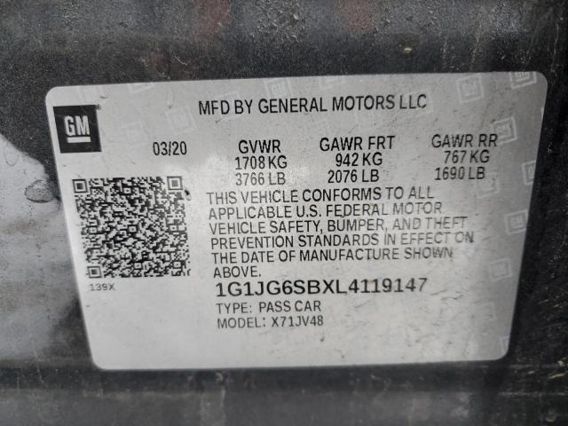 1G1JG6SBXL4119147 - 2020 CHEVROLET SONIC CHARCOAL photo 13