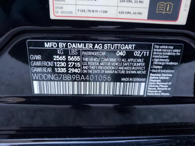 WDDNG7BB9BA401056 - 2011 MERCEDES-BENZ S 550 BLACK photo 12