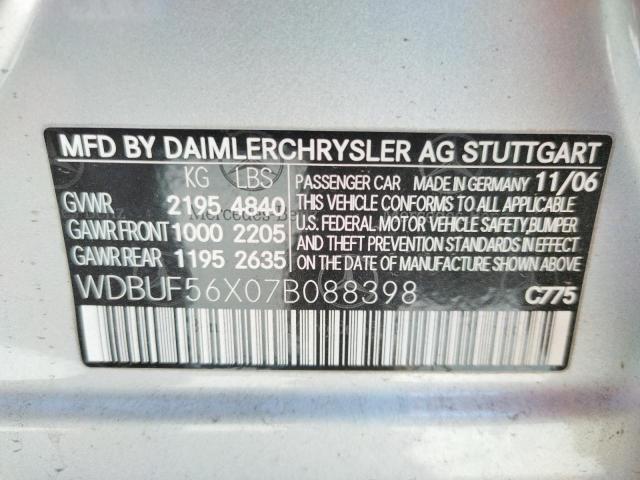 WDBUF56X07B088398 - 2007 MERCEDES-BENZ E 350 SILVER photo 10