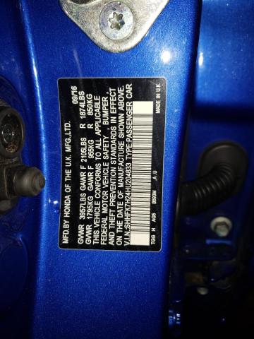 SHHFK7H24HU204833 - 2017 HONDA CIVIC LX BLUE photo 12