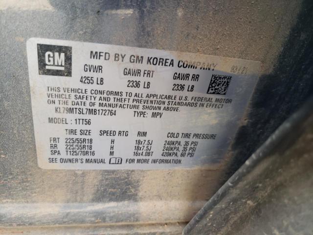 KL79MTSL7MB172764 - 2021 CHEVROLET TRAILBLAZE RS GRAY photo 14