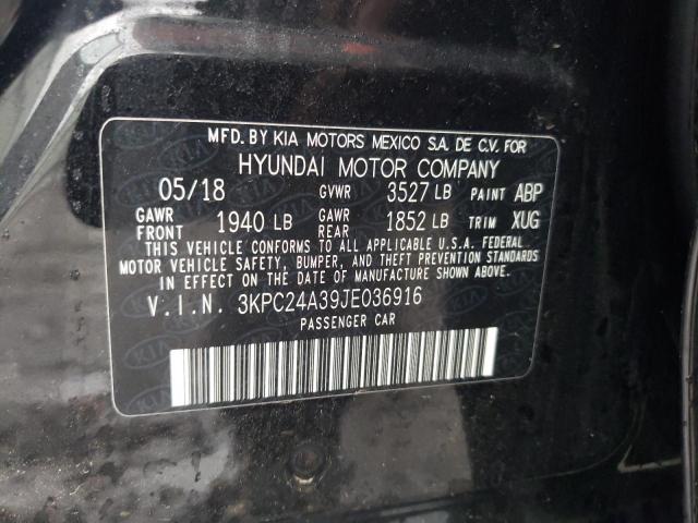 3KPC24A39JE036916 - 2018 HYUNDAI ACCENT SE BLACK photo 13