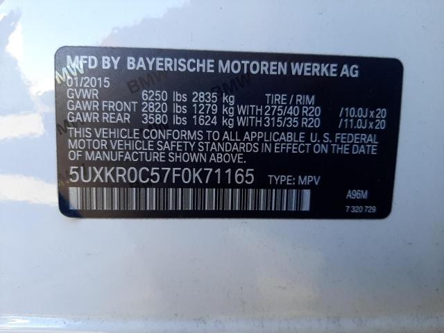 5UXKR0C57F0K71165 - 2015 BMW X5 XDRIVE35I WHITE photo 13