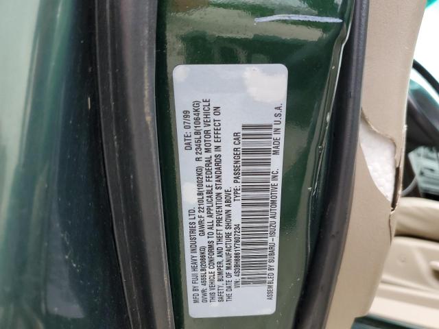 4S3BH6861Y7607234 - 2000 SUBARU LEGACY OUTBACK LIMITED GREEN photo 12