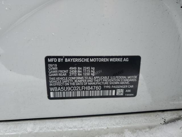 WBA5U9C02LFH84760 - 2020 BMW M340XI WHITE photo 12