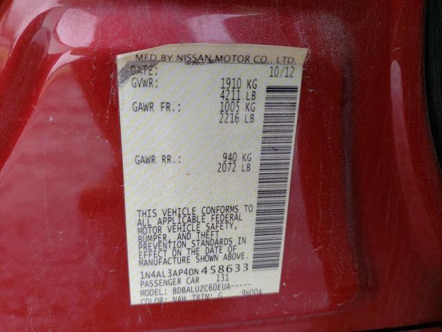 1N4AL3AP4DN458633 - 2013 NISSAN ALTIMA 2.5 RED photo 12