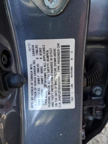 2HGFC2F50JH522691 - 2018 HONDA CIVIC LX CHARCOAL photo 12