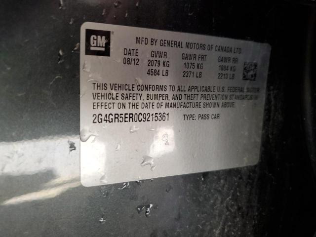 2G4GR5ER0C9215361 - 2012 BUICK REGAL 石墨色 照片 12