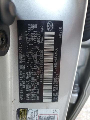 4T1BE32K85U013536 - 2005 TOYOTA CAMRY LE SILVER photo 12