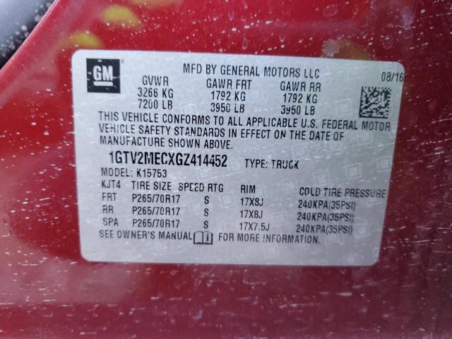 1GTV2MECXGZ414452 - 2016 GMC SIERRA K1500 SLE RED photo 12