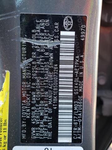 4T1BK1EB5DU073264 - 2013 TOYOTA AVALON BASE 灰色 照片 13