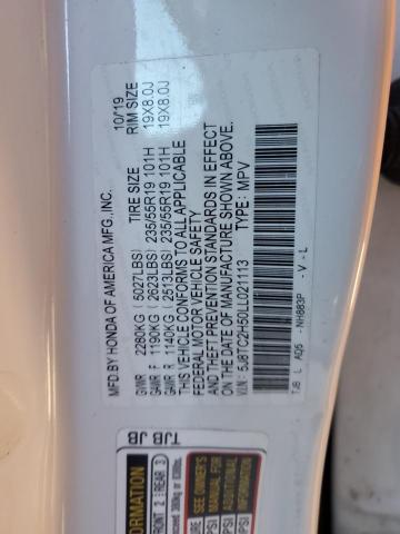 5J8TC2H50LL021113 - 2020 ACURA RDX TECHNOLOGY WHITE photo 13