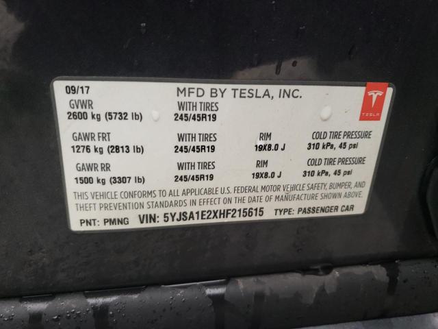 5YJSA1E2XHF215615 - 2017 TESLA MODEL S Boz foto 13